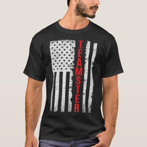 Teamster Proud American Flag Distressed  T_Shirt