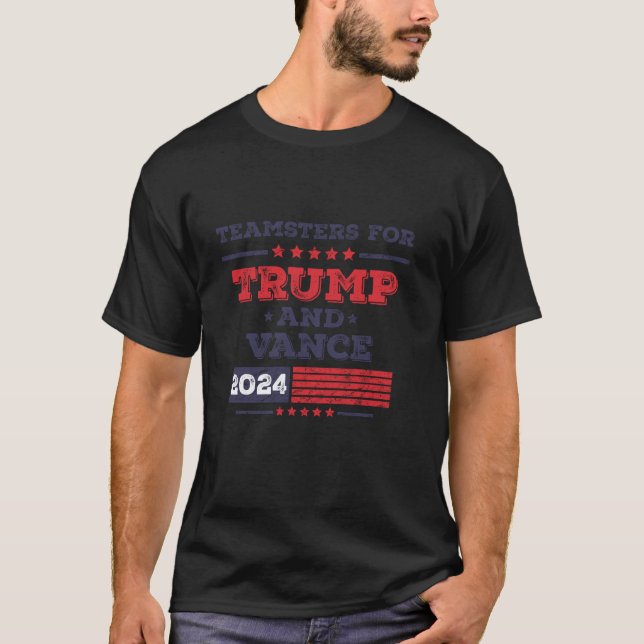 Teamsters For Donald Trump J D Vance 2024 Trucker  T-Shirt (Front)