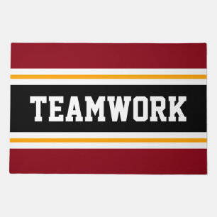 TEAMWORK 70s Deep Red Black Racing Stripes Doormat