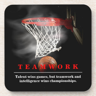 Teamwork Basketball Motivational Inspirational Beverage Coaster