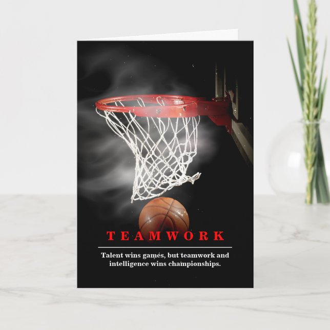 Teamwork Basketball Motivational Inspirational Card (Front)