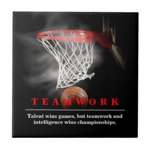 Teamwork Basketball Motivational Inspirational Ceramic Tile
