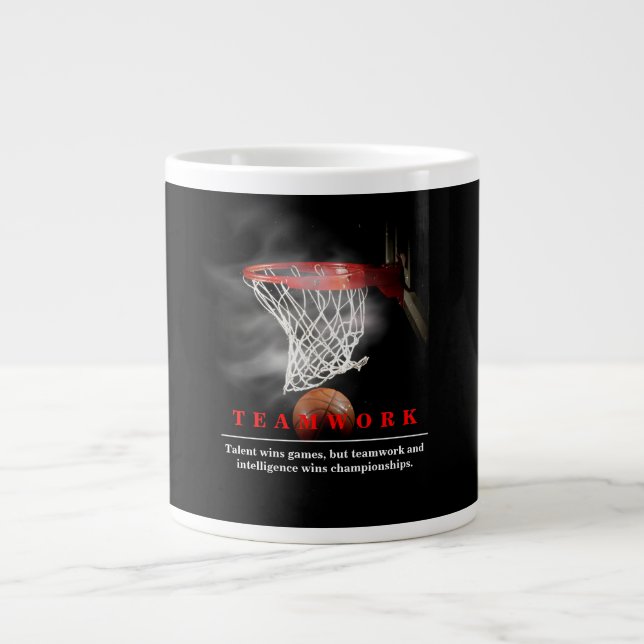 Teamwork Basketball Motivational Inspirational Giant Coffee Mug (Front)