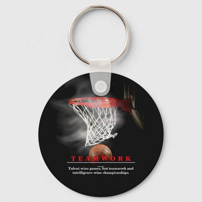 Teamwork Basketball Motivational Inspirational Keychain (Front)