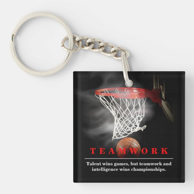 Teamwork Basketball Motivational Inspirational Keychain (Front)