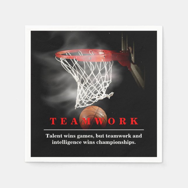 Teamwork Basketball Motivational Inspirational Napkins (Front)