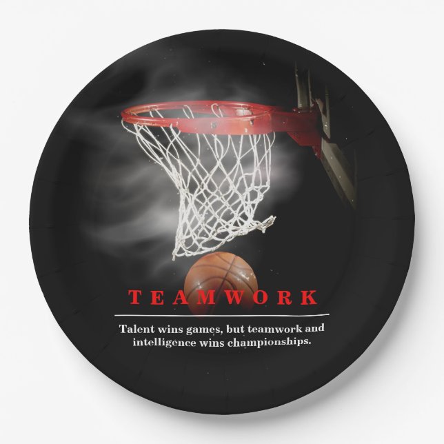 Teamwork Basketball Motivational Inspirational Paper Plates (Front)