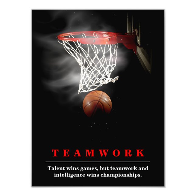 Teamwork Basketball Motivational Inspirational Photo Print (Front)