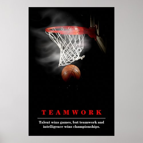Teamwork Basketball Motivational Inspirational Poster