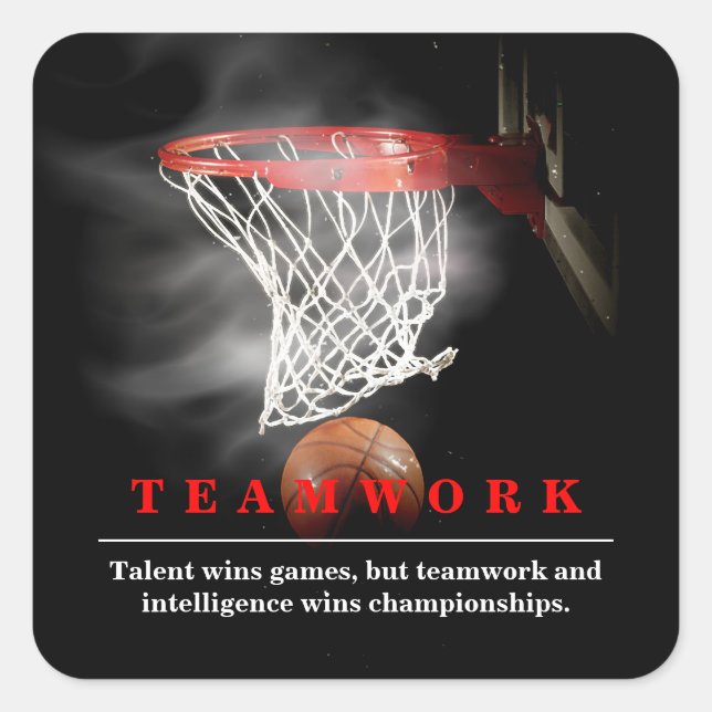 Teamwork Basketball Motivational Inspirational Square Sticker (Front)