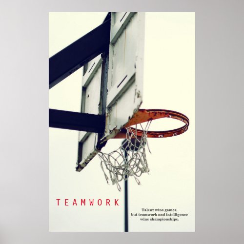 Teamwork Basketball Motivational Sport Poster