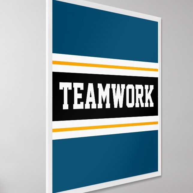 TEAMWORK Black Orange Teal White Racing Stripes Framed Art (Framed Angled)