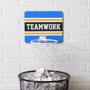 TEAMWORK Bright Blue Black Orange White Stripes Mini Basketball Hoop