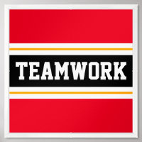TEAMWORK Bright Red Black White Racing Stripes