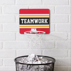 TEAMWORK Bright Red Black Yellow White Stripes Mini Basketball Hoop