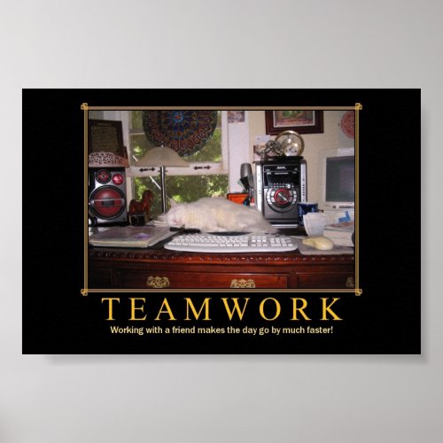 Teamwork Desk Kitty Mini Poster