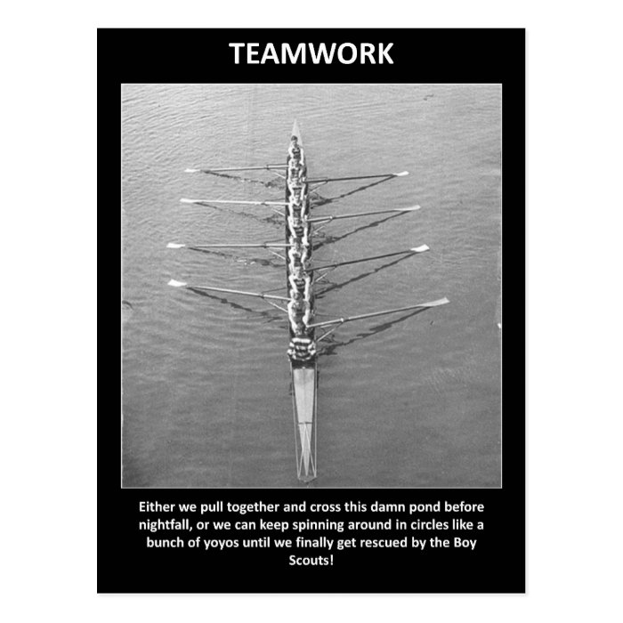 teamwork either we pull together and cross this post card