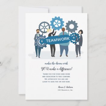 Teamwork Employee Appreciation Card by CottonLamb at Zazzle