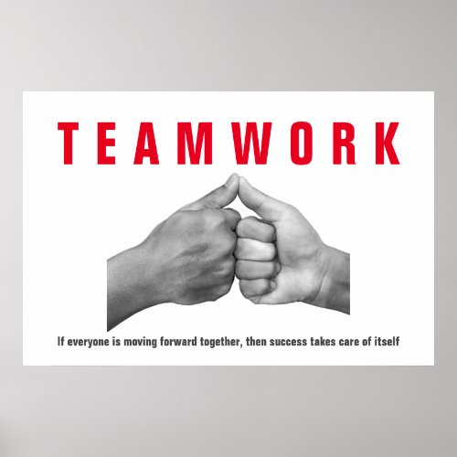 Teamwork Inspirational Quote Motivational Hands Poster