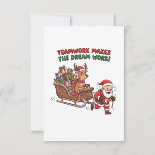 Teamwork Makes The Dream Work Funny Christmas Thank You Card