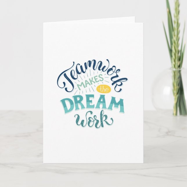 Teamwork Makes The Dream Work Letterpress Thank You Card (Front)