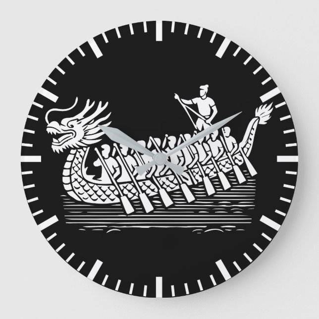 Teamwork Makes the Stream Work, Dragon Boat Racing Large Clock (Front)