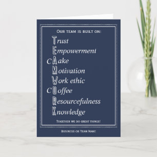 Teamwork Motivational Acrostic Letterpress Thank You Card