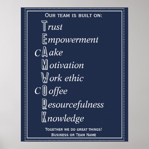 Teamwork Motivational Acrostic Poster