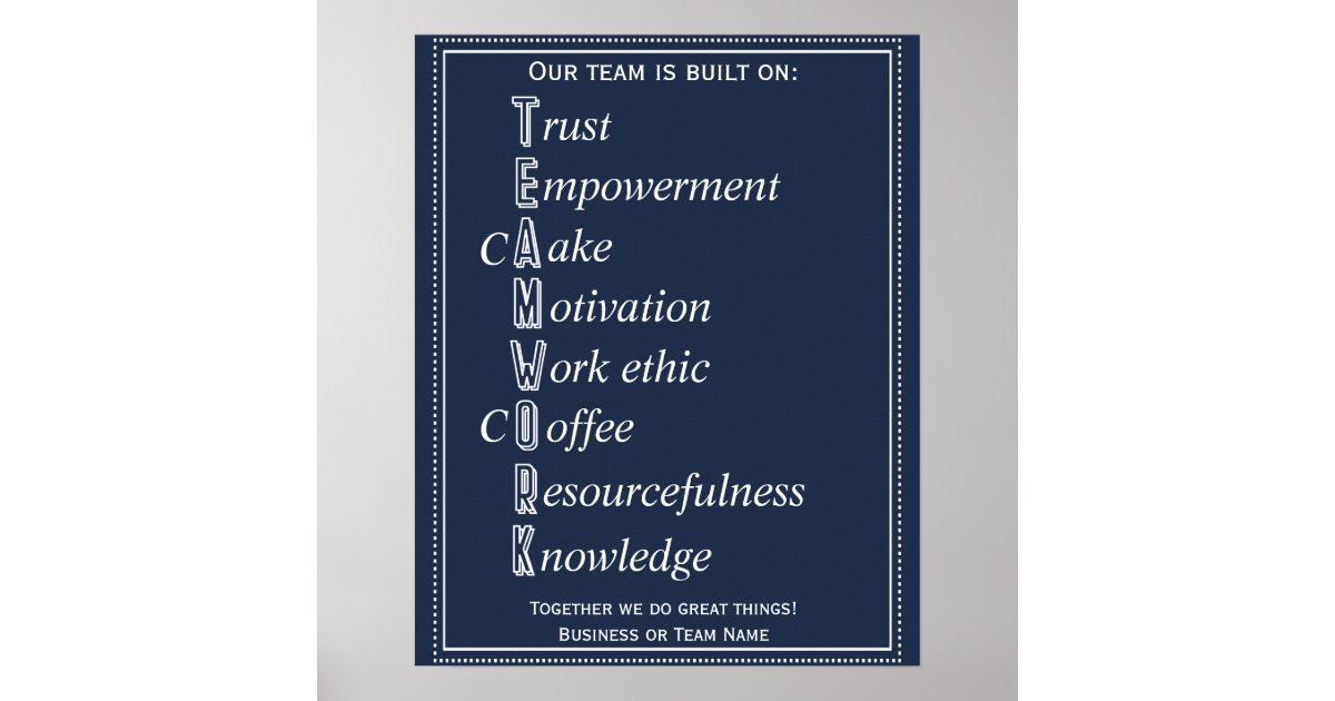 Teamwork Motivational Acrostic Poster | Zazzle