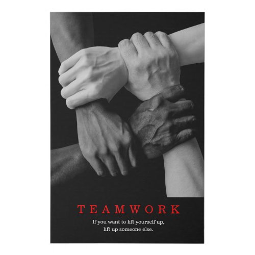 Teamwork Motivational Inspirational Quote Hands Faux Canvas Print
