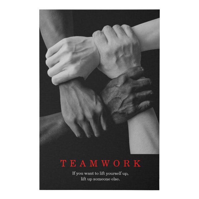 Teamwork Motivational Inspirational Quote Hands Faux Canvas Print (Front)