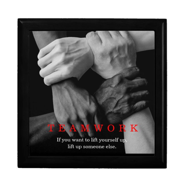 Teamwork Motivational Inspirational Quote Hands Gift Box (Front)