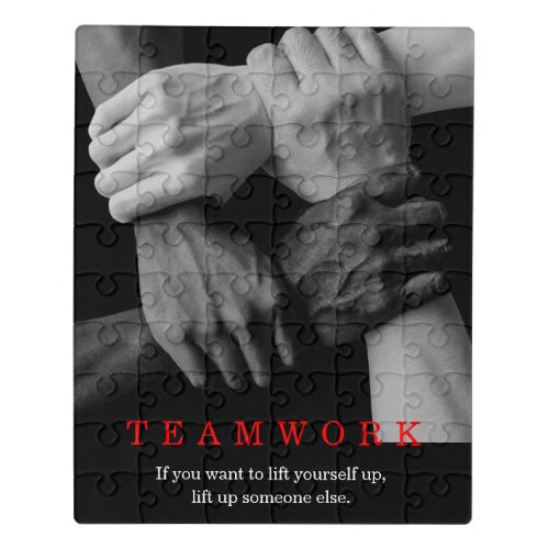 Teamwork Motivational Inspirational Quote Hands Jigsaw Puzzle