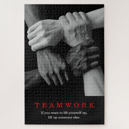 Teamwork Motivational Inspirational Quote Hands Jigsaw Puzzle