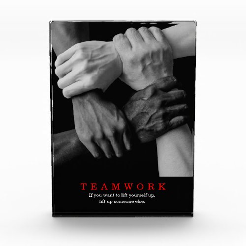 Teamwork Motivational Inspirational Quote Hands Photo Block