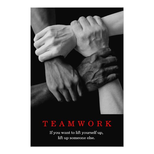 Teamwork Motivational Inspirational Quote Hands Photo Print