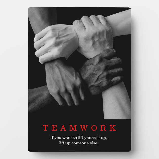 Teamwork Motivational Inspirational Quote Hands Plaque (Front)