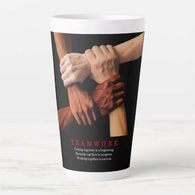 Teamwork Motivational Inspirational Quote Latte Mug (Front)