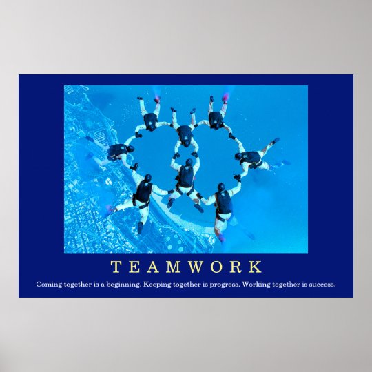 Teamwork Motivational Quote Skydiving Poster | Zazzle.com