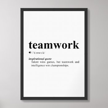 Teamwork Quote | Inspirational Motivation Framed Art by MalaysiaGiftsShop at Zazzle