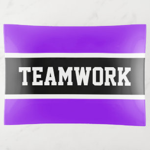 TEAMWORK Sporty Bright Purple Black White Stripes Trinket Tray