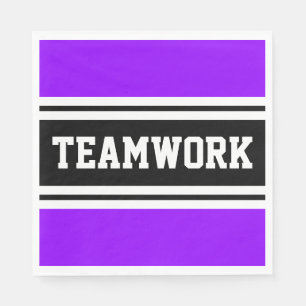 TEAMWORK Sporty Purple Black White Racing Stripes Napkins