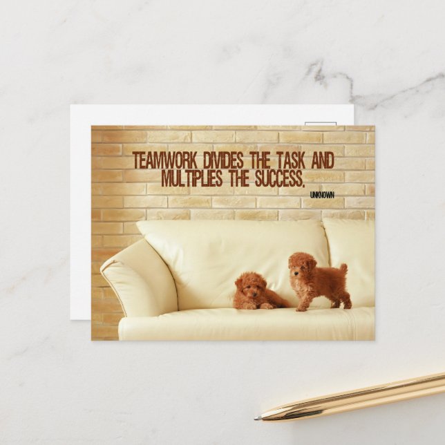"Teamwork Success" Inspirational Quote Postcard (Front/Back In Situ)