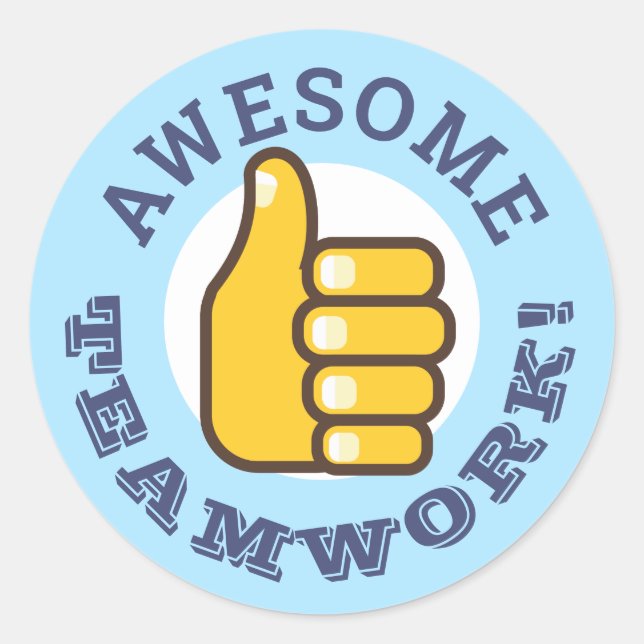 Teamwork thumbs up employee recognition stickers (Front)