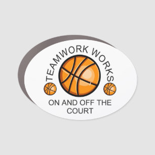 Teamwork works on and off the court car magnet