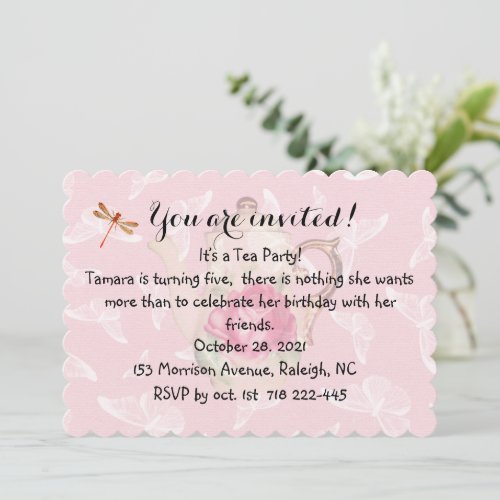 Teapot and Butterflies Invitation