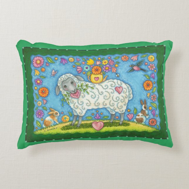 Teapot And Posies Sheep ACCENT PILLOW (Front)