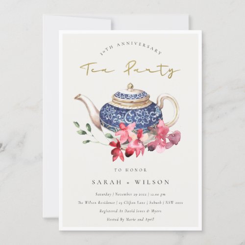 Teapot Any Year Anniversary Tea Party Invite