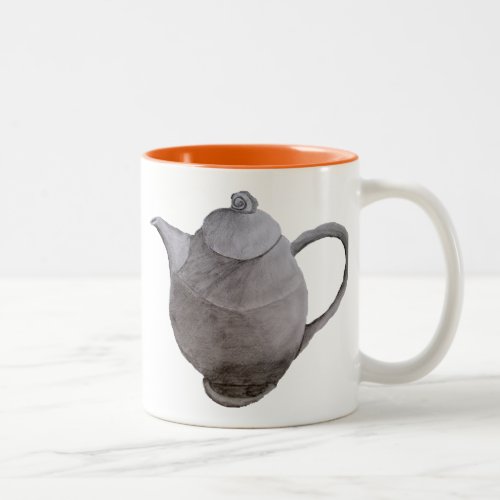 Teapot art illustration kitchen art Two_Tone coffee mug