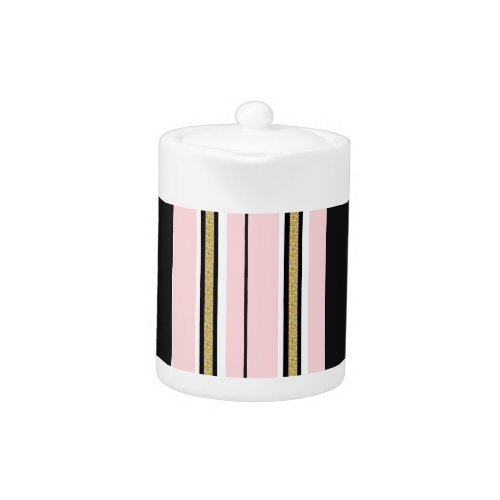 Teapot Baby Pink & White Gold Black Stripe